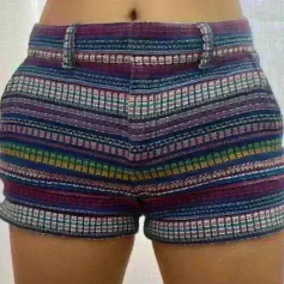 GAP Women City Shorts Cotton Striped Multicolor Mid Rise Pockets Boho Hippie S - Picture 4 of 11